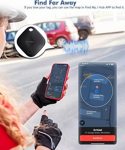 Dual System Air Tracker Tag, Bluetooth Tracker Work with Apple Find My and Google Find Hub for iPhone iOS Android, Item Tracker for Luggage Key Bags etc 4 Pack Pure Black