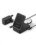 Anker MagGo 3-in-1 Wireless Charging Station, MagSafe-Compatible Qi2 Certified 15W Wireless Stand with Apple Watch and AirPods Support, For iPhone 17/16/15 Series and More (40W USB C Charger Included)