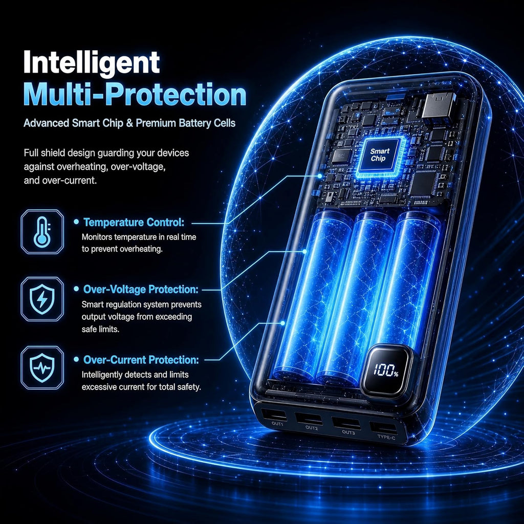 Power Bank 50000mAh Large Capacity USB C Battery Pack | PD 30W Fast Charging, 4 Outputs and 2 Inputs, LED Display, Portable Charger for iPhone, Tablets, Travel, Work and More